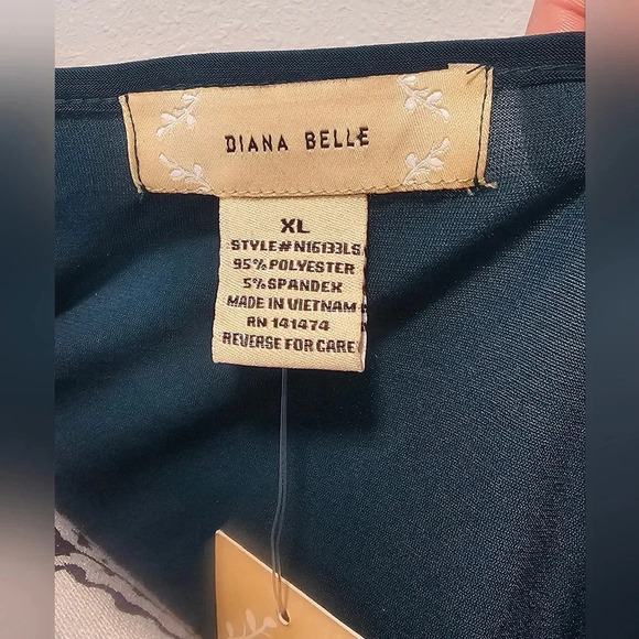 Diana Belle Women's Hunter Green Long Sleeve Chiffon Blouse Size XL NWT - Picture 8 of 13